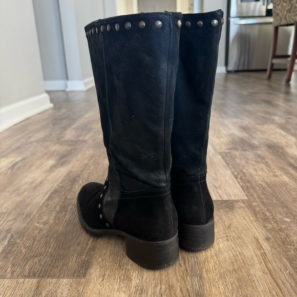 Vera Wang Lavender Label Suede Studded Almond Toe Calf Length Block Heel Boots - Picture 11 of 13